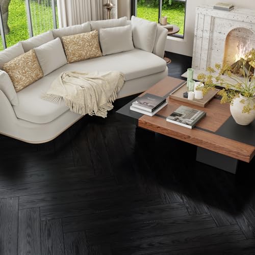 24-Pack Black Vinyl Plank Flooring 6"x36" Self Adhesive H88047