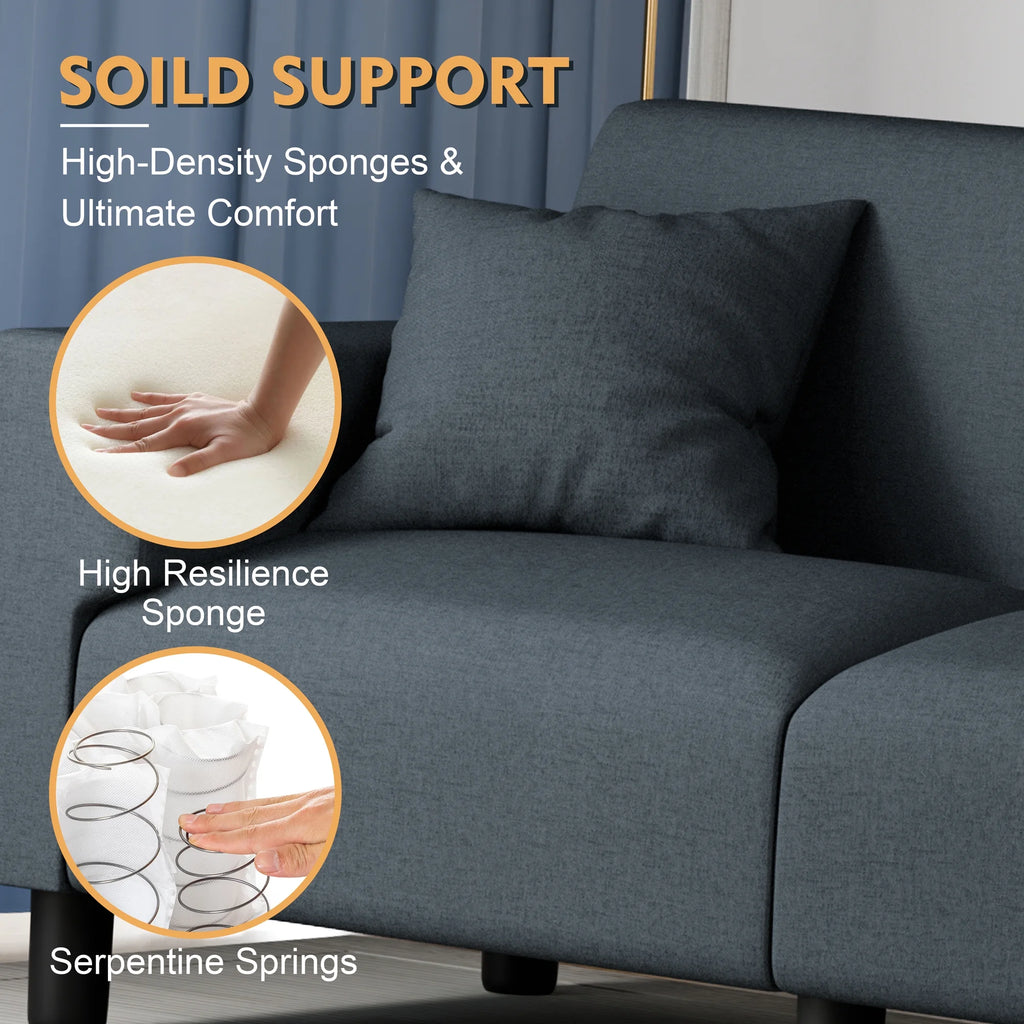 Dark Grey 3-Seater Sofa with Two Pillows D180163