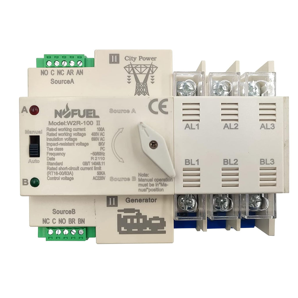 2P 100A Dual Power Automatic Transfer Switch Din Rail 220V Pack of 2 U497