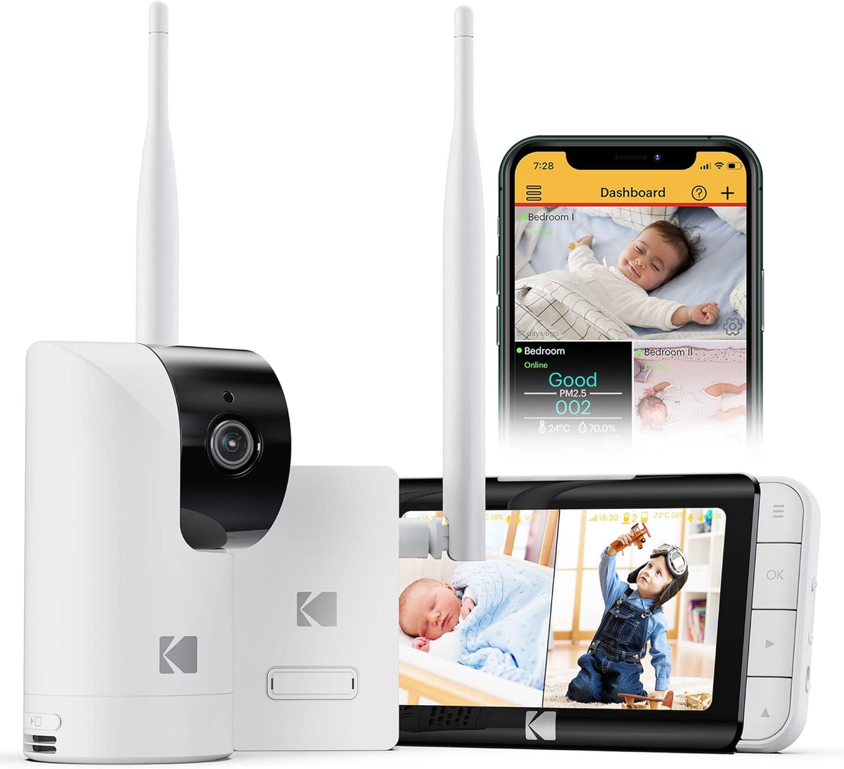 Smart Video Baby Monitor with Remote Pan-Tilt Camera and Night Vision F40027