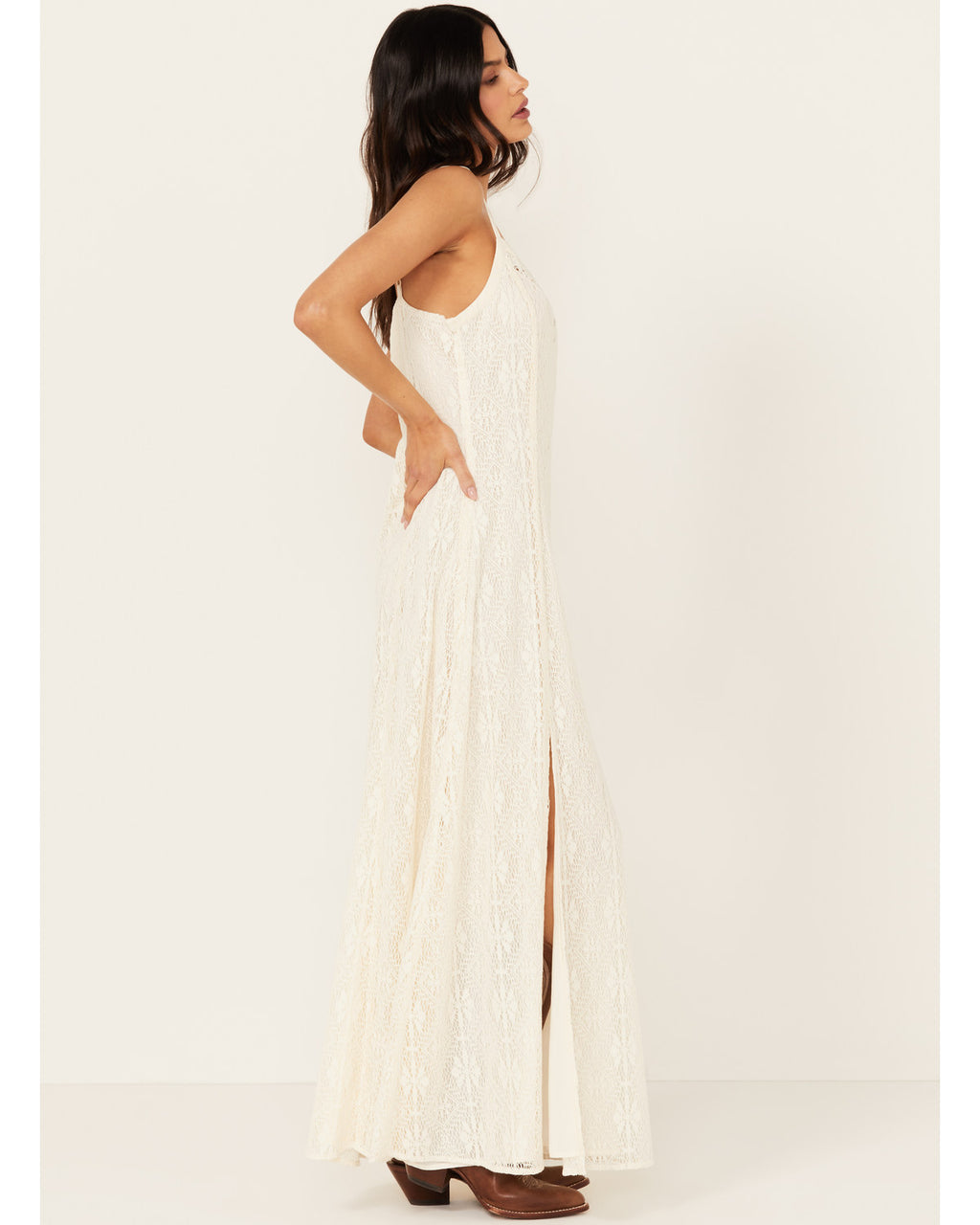 Ivory Maxi Lace Slip Dress J6326