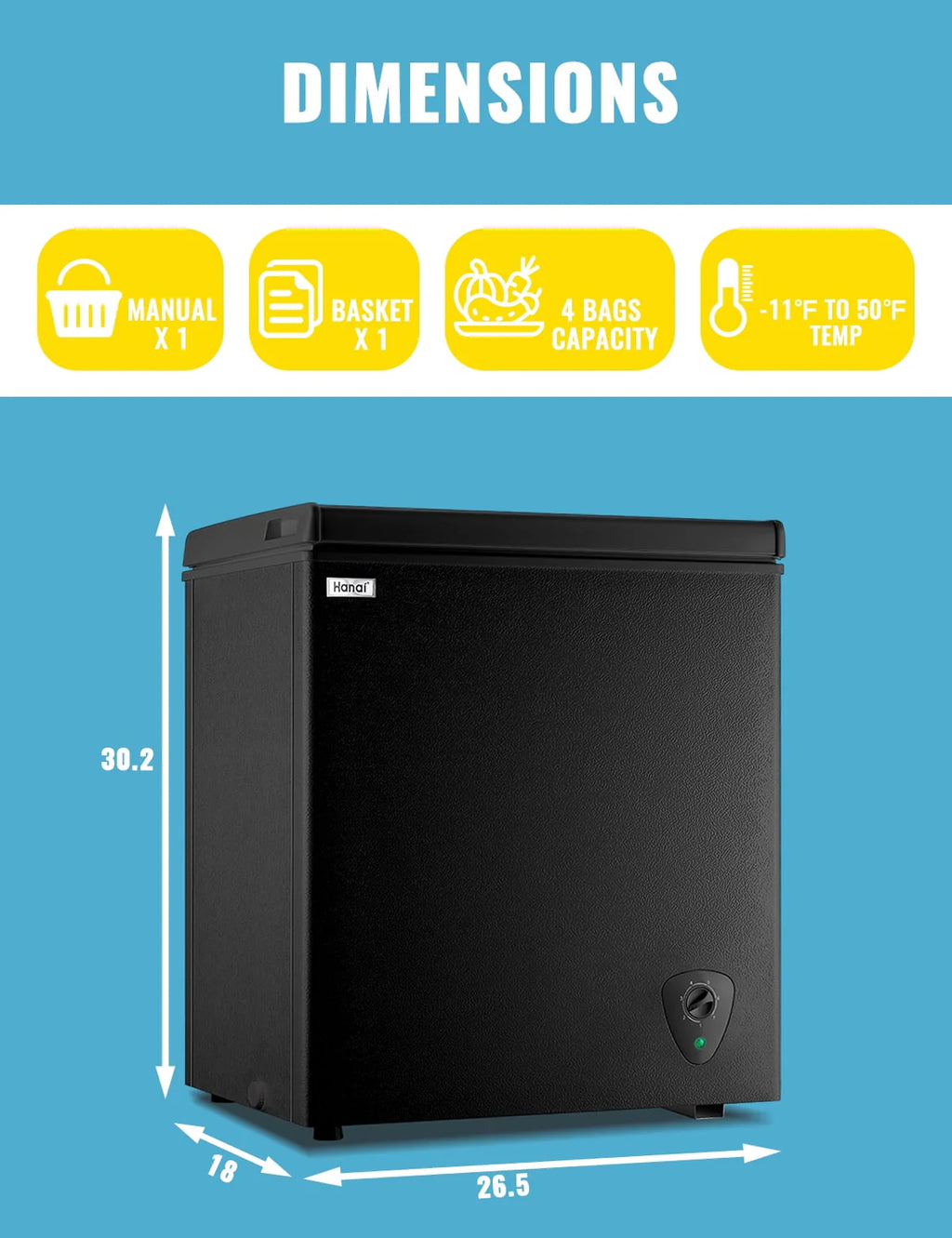3.5 Cubic Feet White Chest Freezer I64502