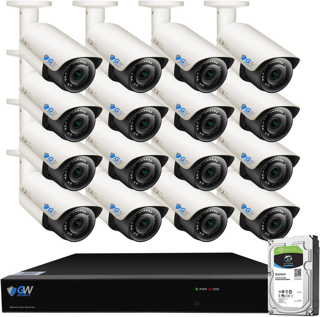 16 Channel 4K 8MP Network NVR 5MP IP Security Camera System with 16 x 1920P PoE Bullet Cameras and 4TB HDD O83489