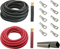 4 AWG 15 Feet Black + 15 Feet Red Pure Copper Cable with Lugs and Heat Shrink Tubing M56719