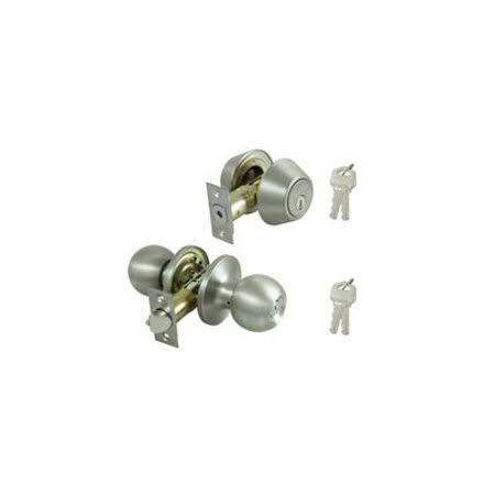 Stainless Steel Keyed Entry and Single Cylinder Deadbolt 6 Way Latch (Case of 2) U896401