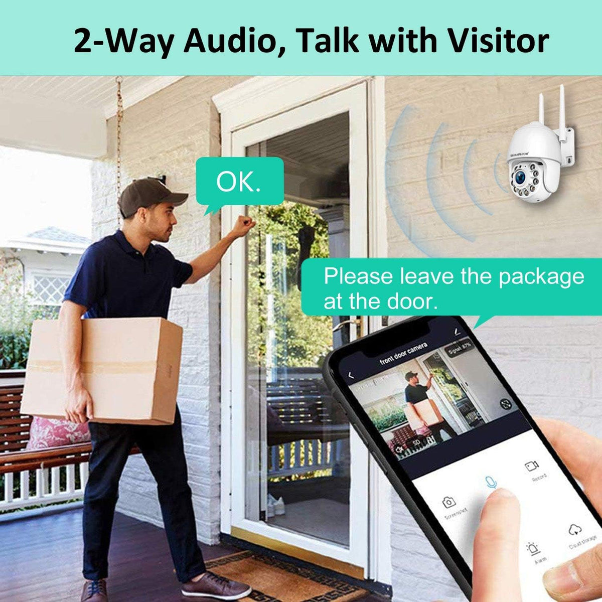 Outdoor WiFi IP Security Camera with Floodlight and Color Night Vision T30812