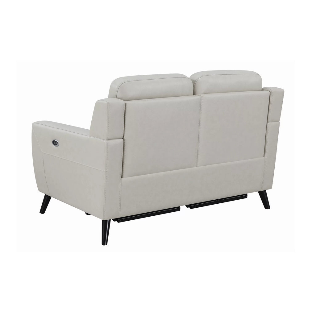 Beige Leatherette Power Recliner Loveseat N92971
