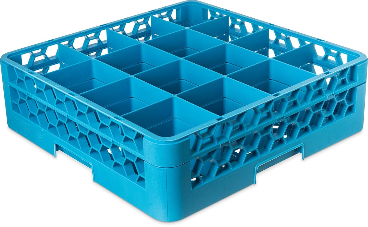16 Compartment Glass Rack with 1 Extender, Blue (Pack of 4) A453