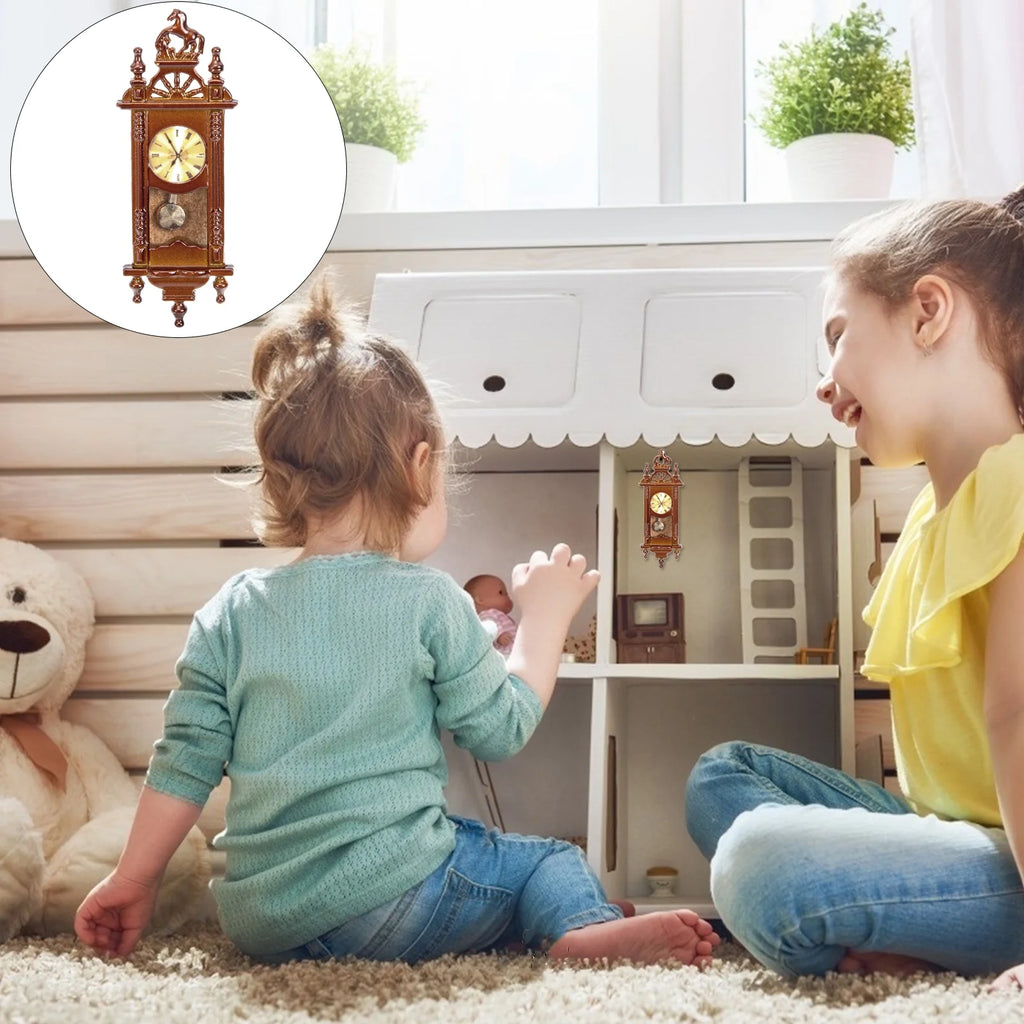 Metal Dollhouse Hanging Clock Toy Doll Furniture Y652295