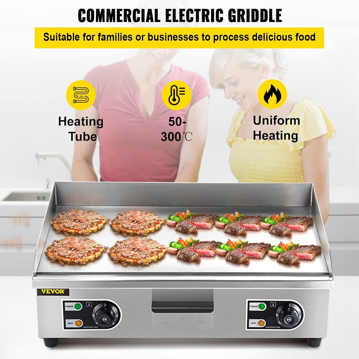 30" 3000W Electric Countertop Griddle Non-Stick Stainless Steel Flat Top Grill B356048