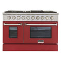 48 Pro-Style Natural Gas Dual Fuel Range with 4 Burners in Red W427502