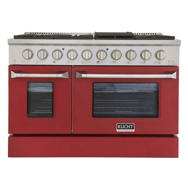 48 Pro-Style Natural Gas Dual Fuel Range with 4 Burners in Red W427502