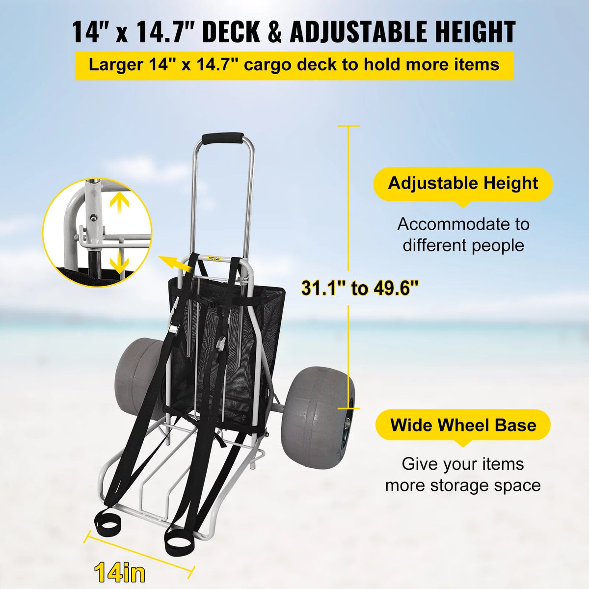 Folding Beach Cart with 12" TPU Balloon Wheels I242
