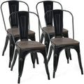 White and Brown Metal Dining Chairs Set of 4 G38082