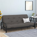 Full True Black Polyester Linen Futon Mattress U586