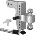 Adjustable Trailer Hitch Ball Mount, 8 Inch Drop, 2.5 Inch Receiver, 18,500 LBS GTW, Forged Aluminum Shank, Dual Balls M96815