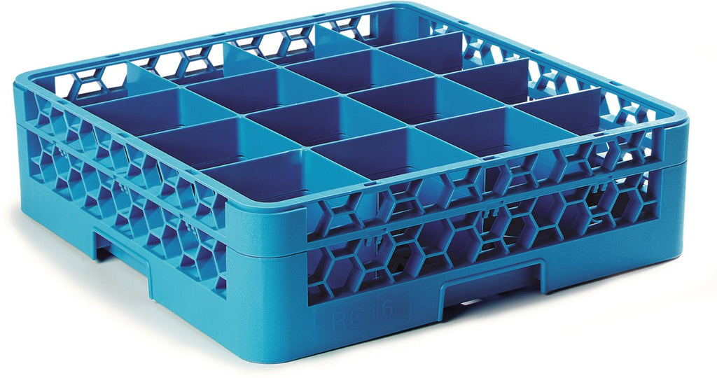 16 Compartment Glass Rack with 1 Extender, Blue (Pack of 4) A453