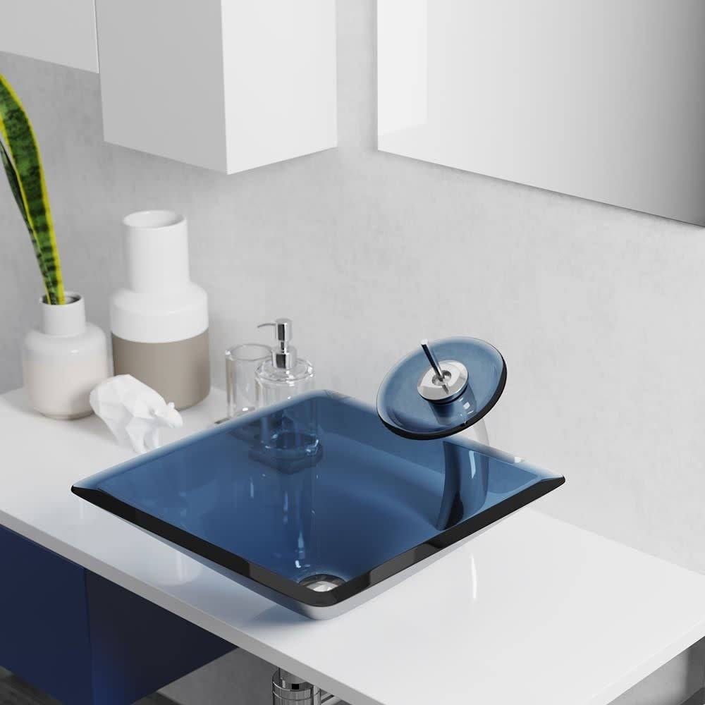 Glass Vessel Bathroom Sink with Vessel Faucet U302149