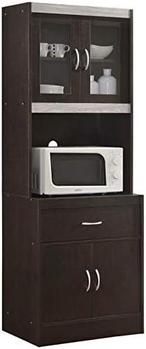 White Kitchen Cabinet with Microwave Storage S45873