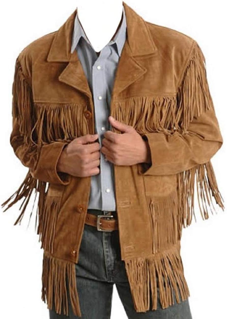 Brown Suede Leather Cowboy Jacket with Fringe Z28513