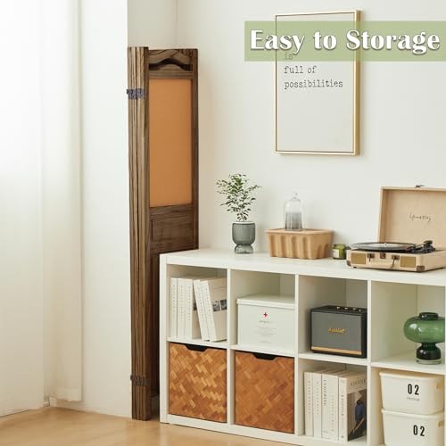 6 Panel Wood Room Divider, Light Brown I22160