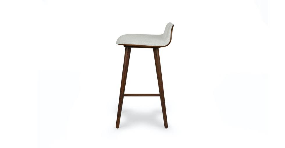 Gray Fabric Counter Stool with Walnut Legs I4853