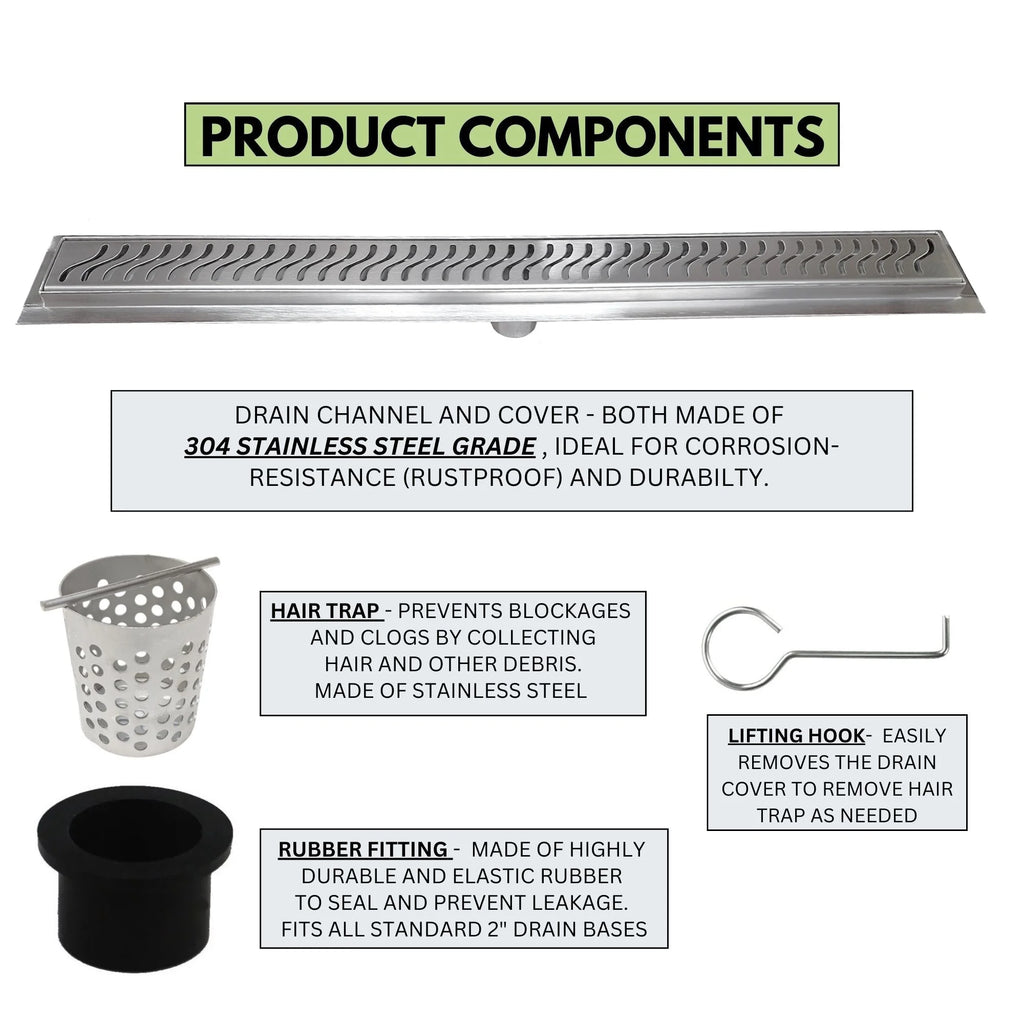 Rectangle Shower Floor Drain with Hair Catcher T470233