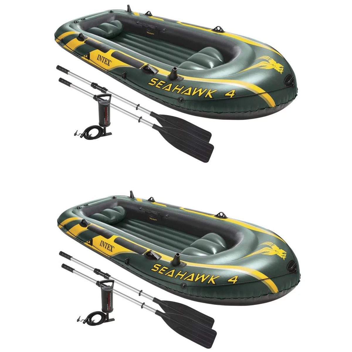 Inflatable 4 Person Boat Set with Oars & Air Pump 2 Pack L81676
