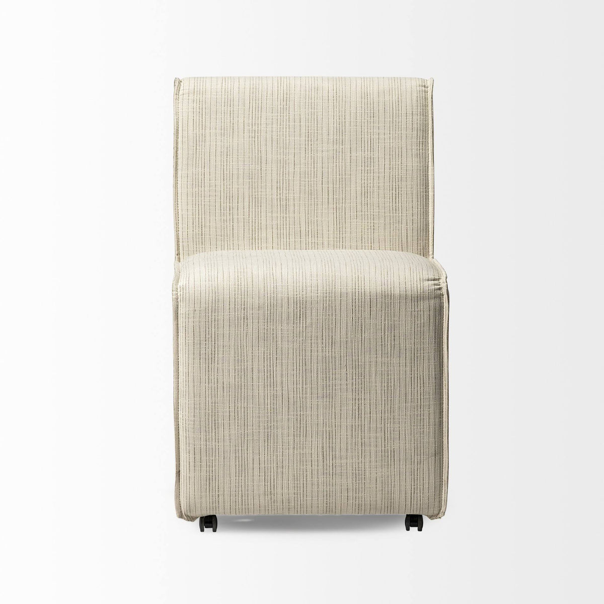 Cream-Toned Fabric Dining Chair with Wooden Base C433