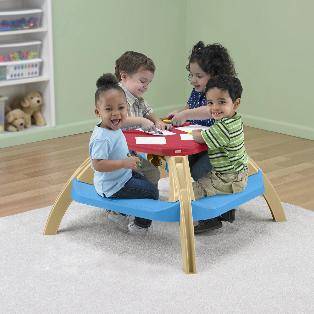 Kids Indoor Outdoor Picnic Table Seats 4 R720915