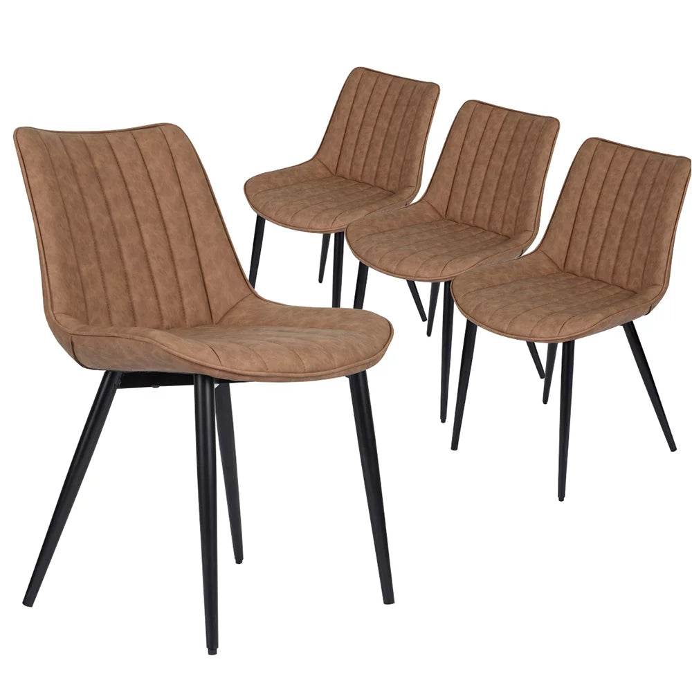Brown Leather Dining Chairs Set of 4 O93945