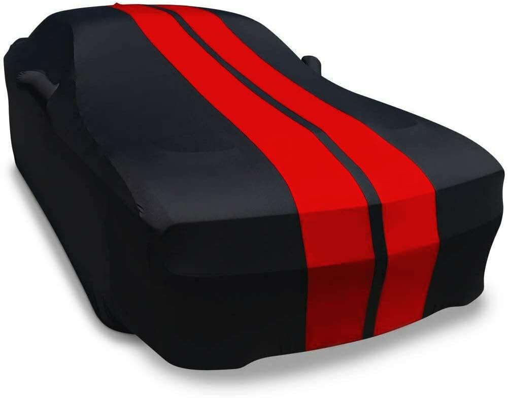 Black with Gray Stripes Stretch Satin Car Cover E95020