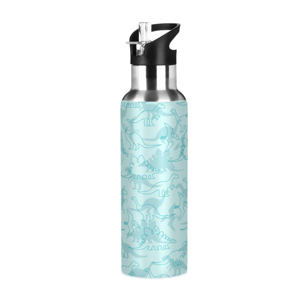 Dinosaur Green Pattern Stainless Steel Insulated Water Bottle with Straw Lid H623439