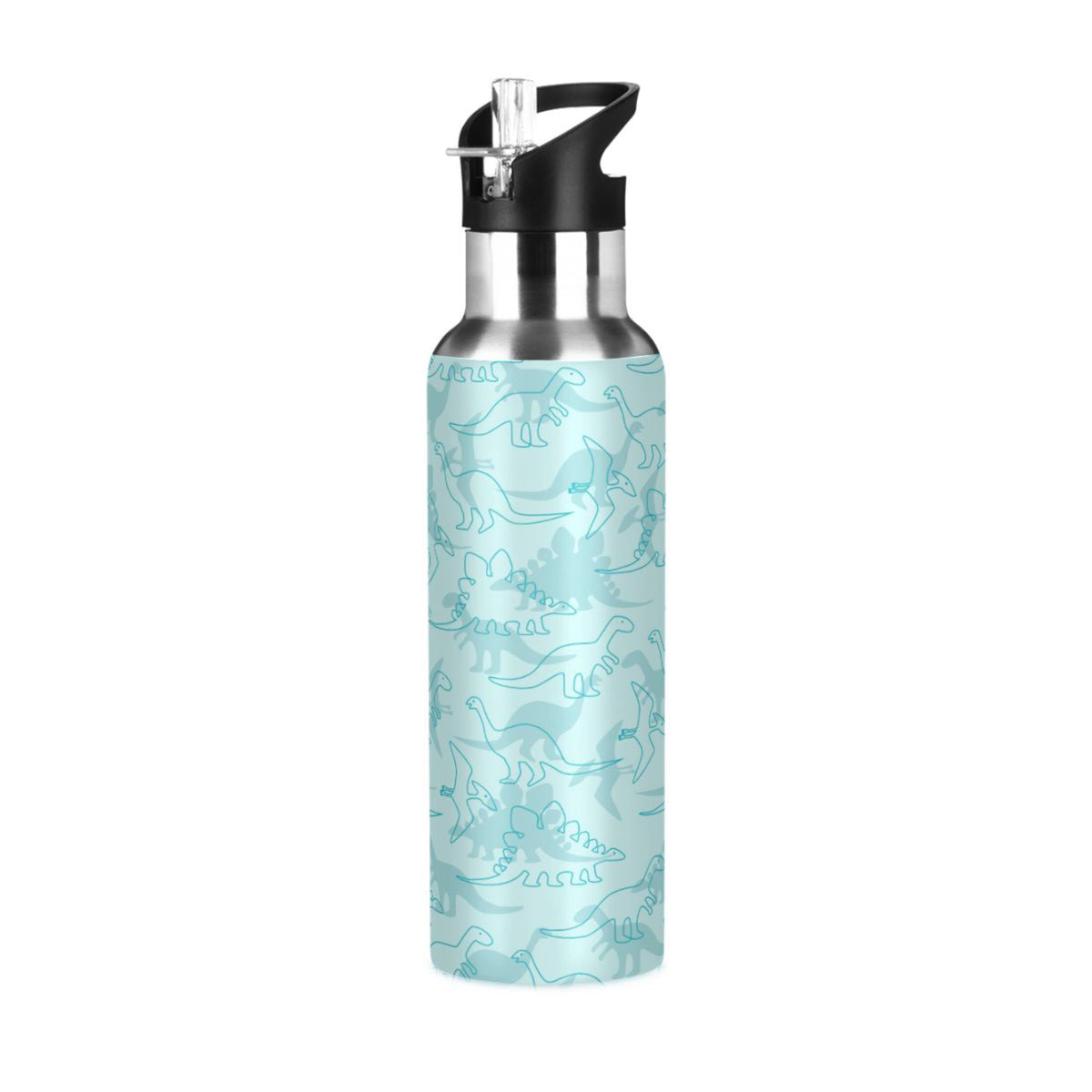 Dinosaur Green Pattern Stainless Steel Insulated Water Bottle with Straw Lid H623439