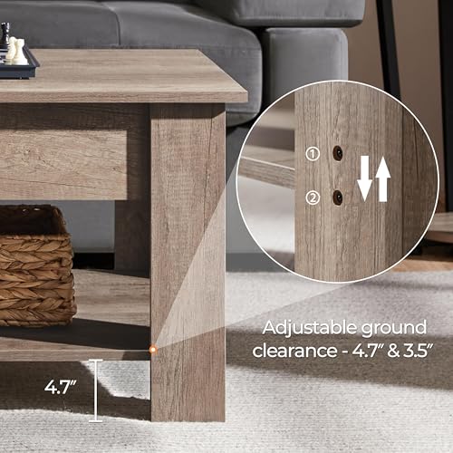 Lift Top Coffee Table with Hidden Compartment and Storage Shelf W175523