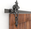 6.6FT Single Sliding Barn Door Hardware Kit Black Carbon Steel Flat Track System 5-Piece Rails Pack of 2 S7429