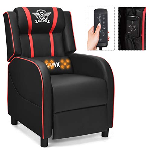 Pink Massage Gaming Recliner with Adjustable Footrest C1144