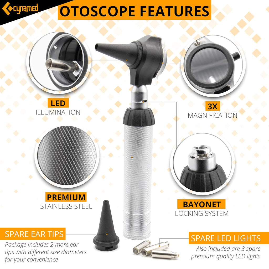 2-in-1 Ear Scope Set with Sight Chart, Replacement Tips, and Carry Case S4331