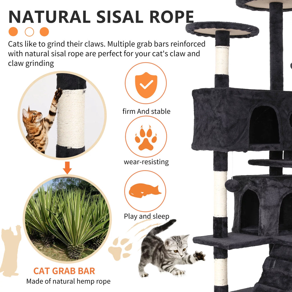 54 inch Dark Gray Cat Tree and Tower T52822