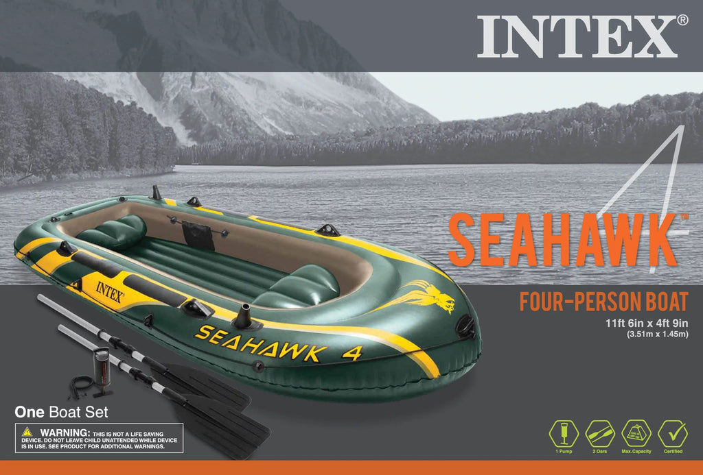 Inflatable 4 Person Boat Set with Oars & Air Pump 2 Pack L81676