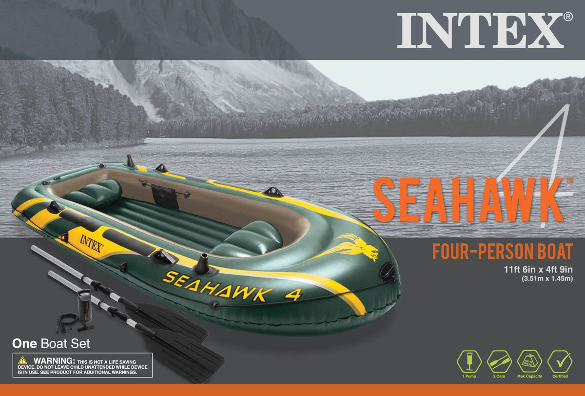 Inflatable 4 Person Boat Set with Oars & Air Pump 2 Pack L81676