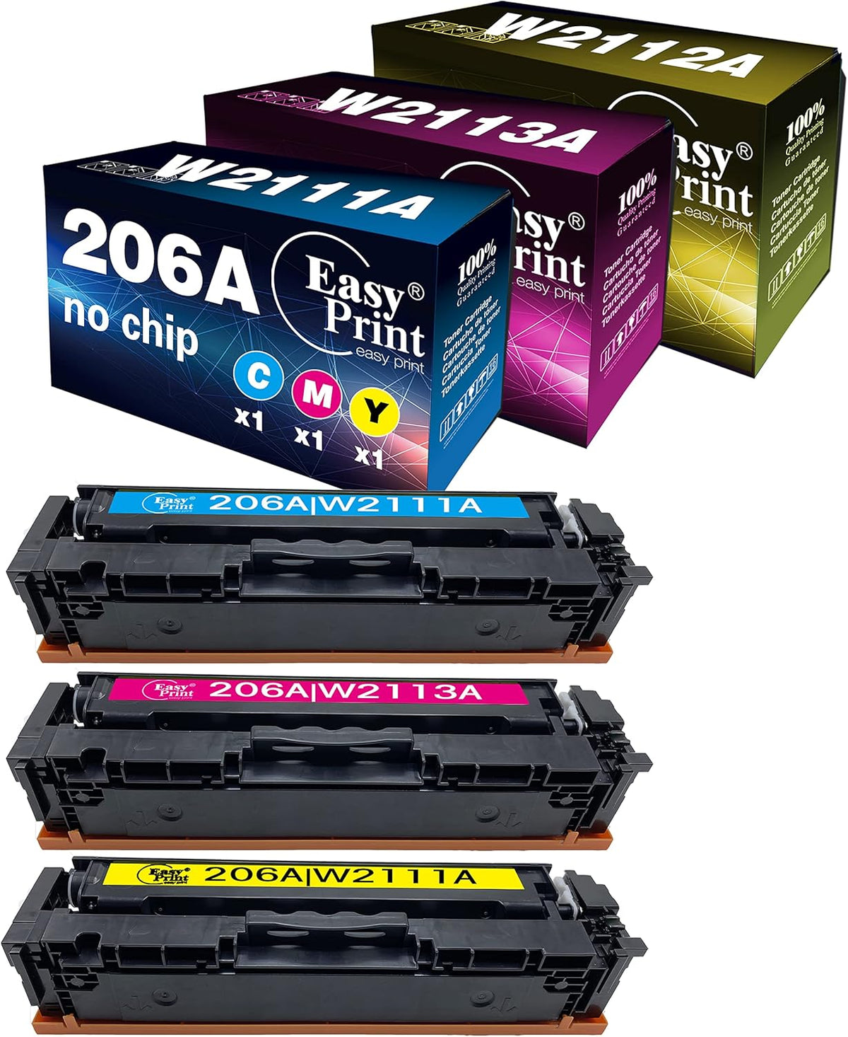 Compatible 206A Toner Cartridge 3 Pack Cyan Magenta Yellow K119