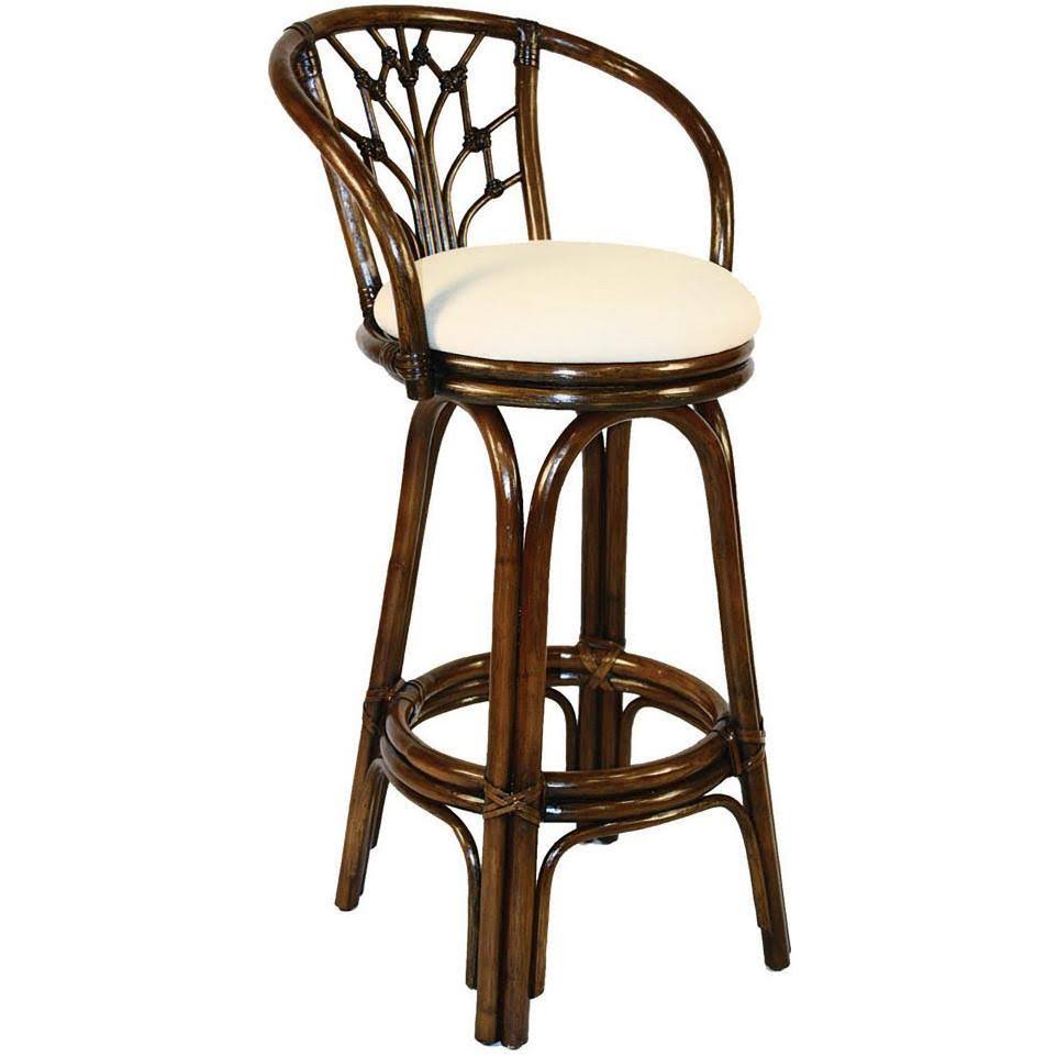 Antique Finish Swivel Rattan Counterstool N56263