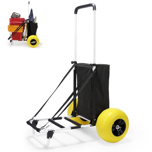 Folding Beach Fishing Cart with Big Balloon Wheels and Storage Bag Z640