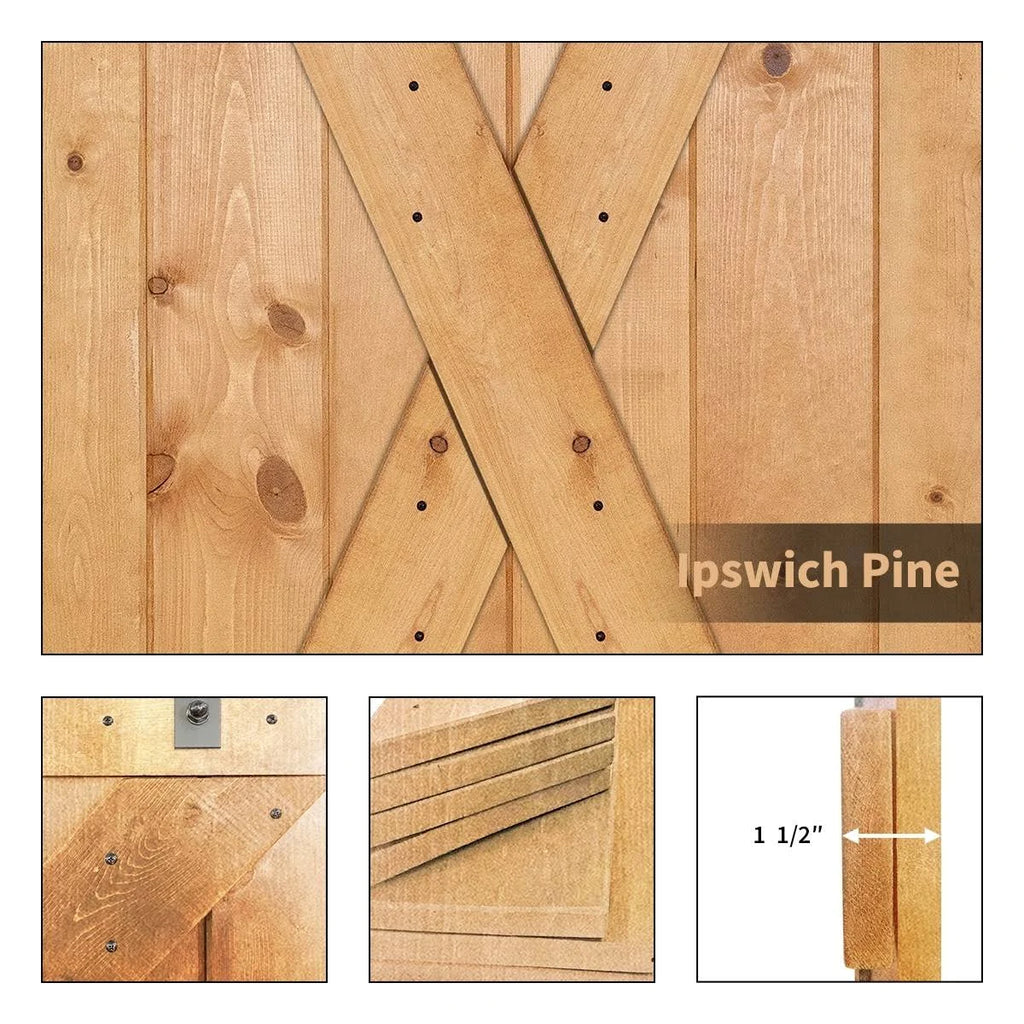 Red Oak Paneled Wood Barn Door with Installation Hardware Kit N383686