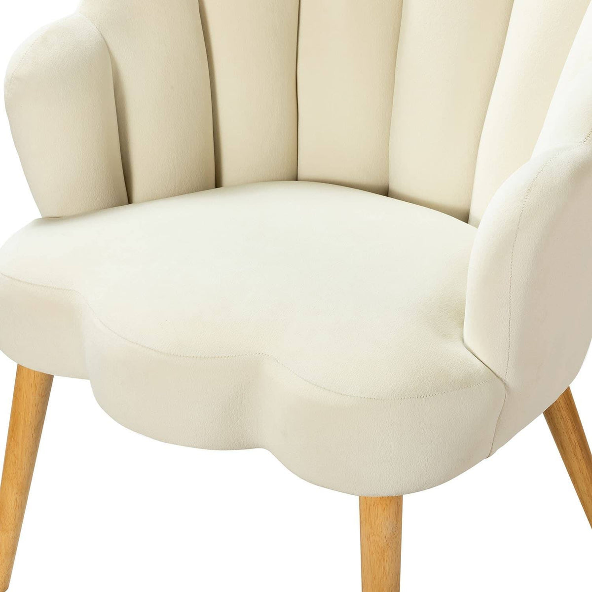 Green Scalloped Velvet Arm Chair Y48915