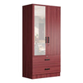 Mahogany Armoire Wardrobe with Mirror & Drawers F13988