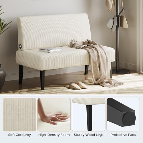 Beige Corduroy Armless Loveseat Futon I193