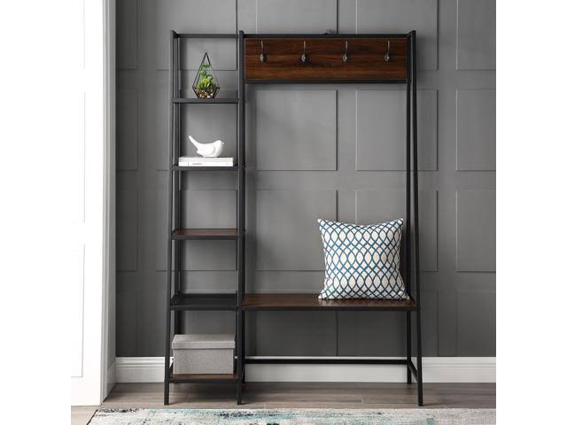 72 inch Dark Walnut Hall Tree with Storage P7166