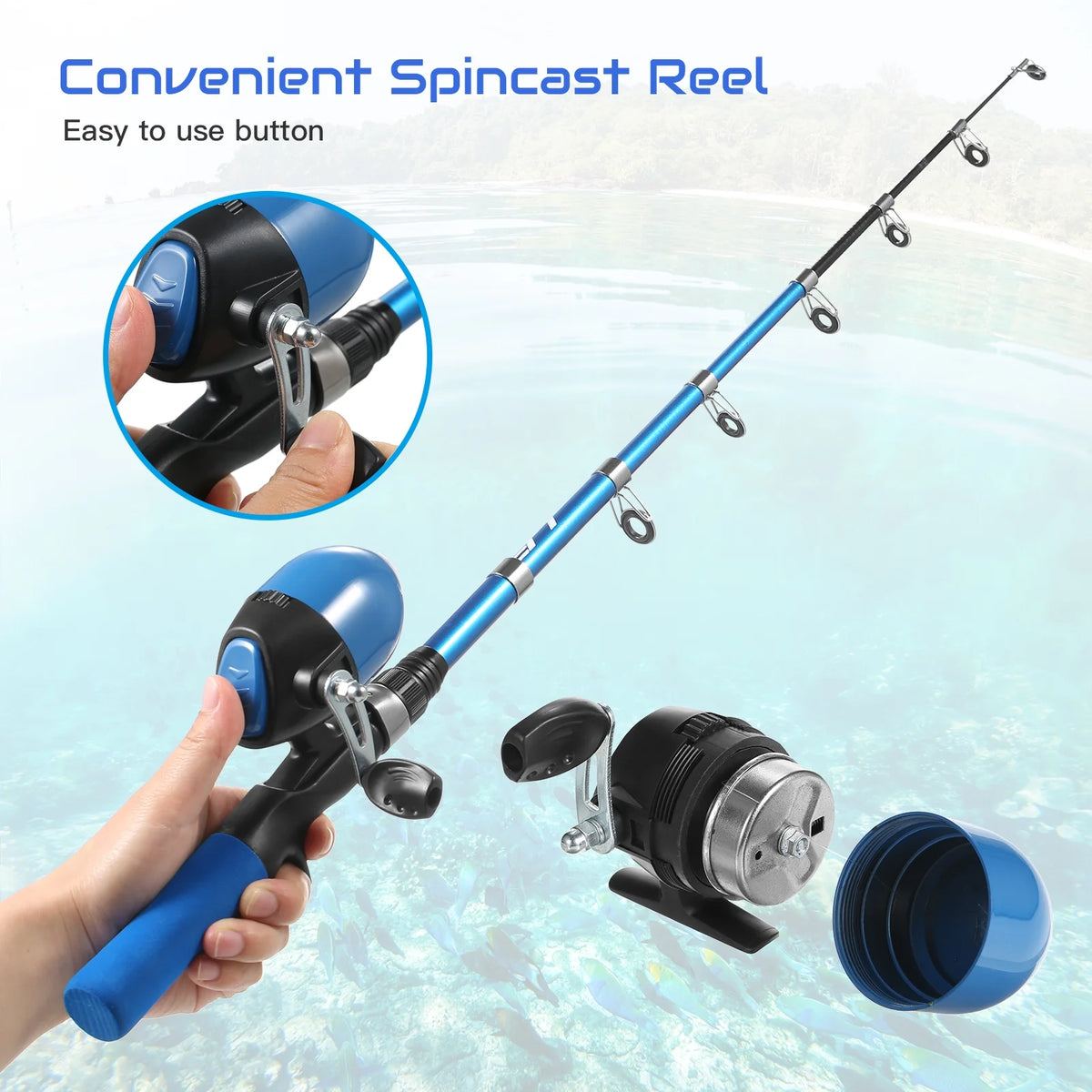 Kids Telescopic Fishing Pole and Reel Combo with Tackles and Lures R43210